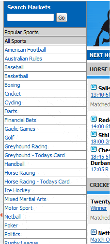 Betfair utbud