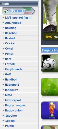 Sportingbet utbud