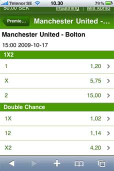 Odds - Unibet i mobilen
