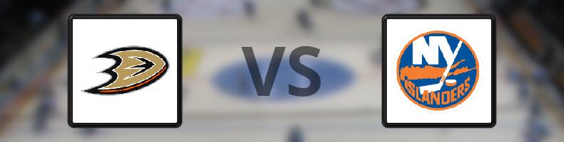Anaheim Ducks - New York Islanders odds, speltips, resultat i NHL