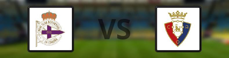 Deportivo La Coruna - Osasuna odds, speltips, resultat i La Liga