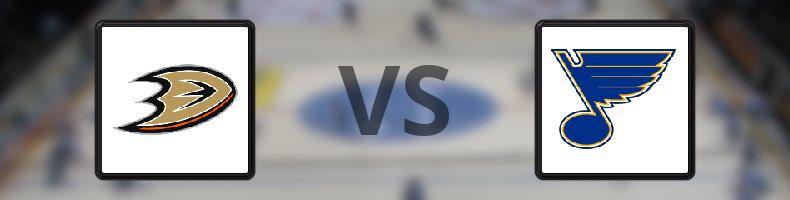 Anaheim Ducks - St Louis Blues odds, speltips, resultat i NHL