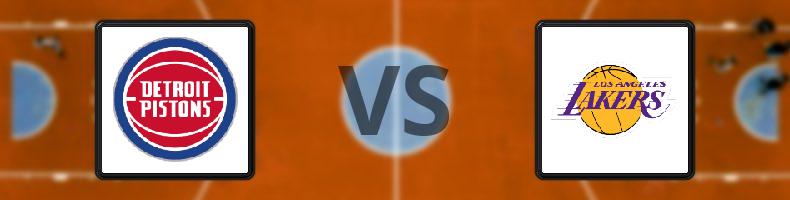 Detroit Pistons - Los Angeles Lakers odds, speltips, resultat i NBA