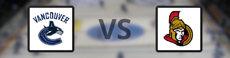 Vancouver Canucks - Ottawa Senators odds, speltips, resultat i NHL