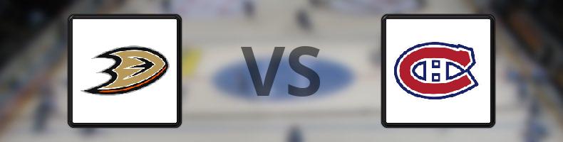 Anaheim Ducks - Montreal Canadiens odds, speltips, resultat i NHL