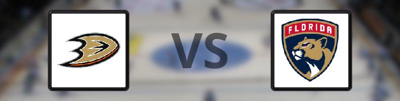 Anaheim Ducks - Florida Panthers odds, speltips, resultat i NHL