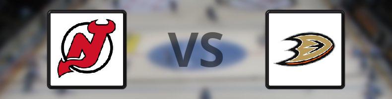 New Jersey Devils - Anaheim Ducks odds, speltips, resultat i NHL