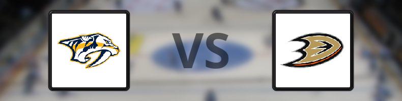 Nashville Predators - Anaheim Ducks odds, speltips, resultat i NHL