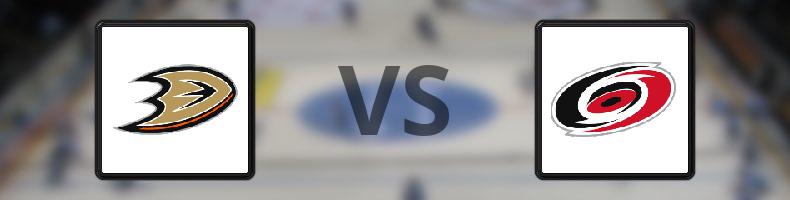 Anaheim Ducks - Carolina Hurricanes odds, speltips, resultat i NHL