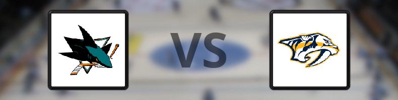 San José Sharks - Nashville Predators odds, speltips, resultat i NHL