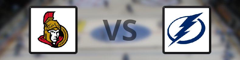 Ottawa Senators - Tampa Bay Lightning odds, speltips, resultat i NHL
