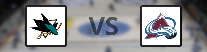 San José Sharks - Colorado Avalanche odds, speltips, resultat i NHL