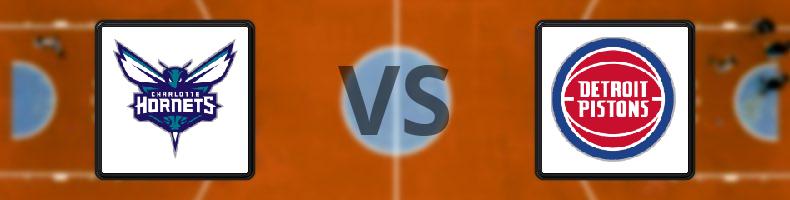 Charlotte Hornets - Detroit Pistons odds, speltips, resultat i NBA