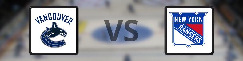 Vancouver Canucks - New York Rangers odds, speltips, resultat i NHL