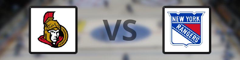Ottawa Senators - New York Rangers odds, speltips, resultat i NHL
