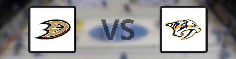 Anaheim Ducks - Nashville Predators odds, speltips, resultat i NHL
