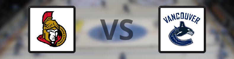 Ottawa Senators - Vancouver Canucks odds, speltips, resultat i NHL