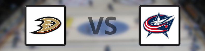 Anaheim Ducks - Columbus Blue Jackets odds, speltips, resultat i NHL
