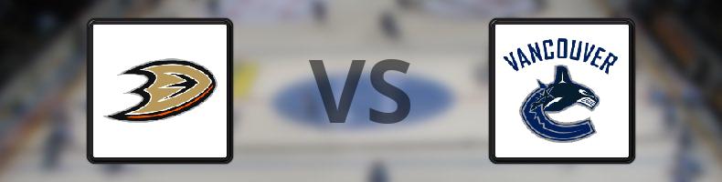 Anaheim Ducks - Vancouver Canucks odds, speltips, resultat i NHL