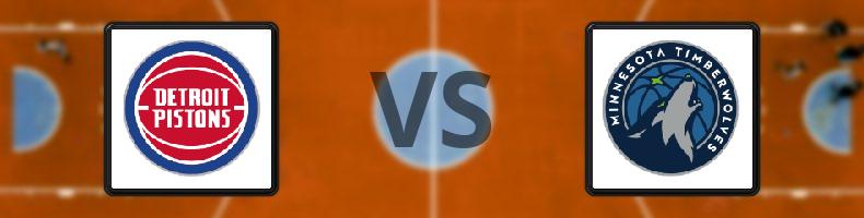 Detroit Pistons - Minnesota Timberwolves odds, speltips, resultat i NBA