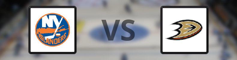 New York Islanders - Anaheim Ducks odds, speltips, resultat i NHL