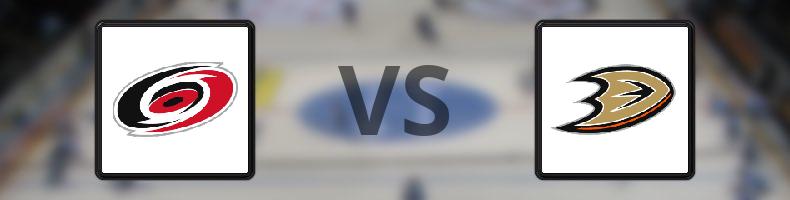 Carolina Hurricanes - Anaheim Ducks odds, speltips, resultat i NHL