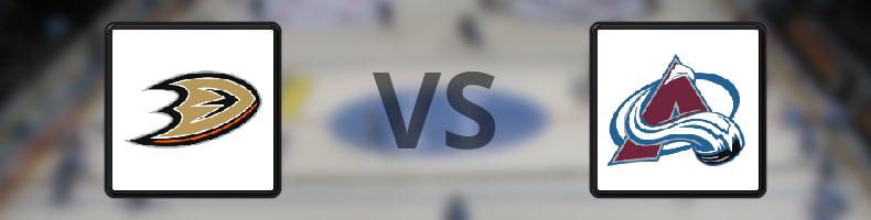Anaheim Ducks - Colorado Avalanche odds, speltips, resultat i NHL