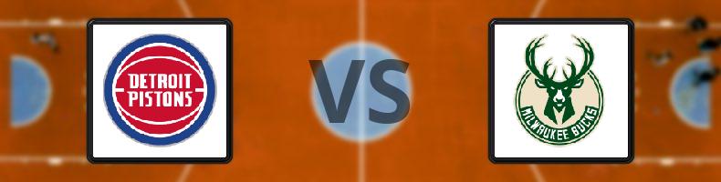 Detroit Pistons - Milwaukee Bucks odds, speltips, resultat i NBA