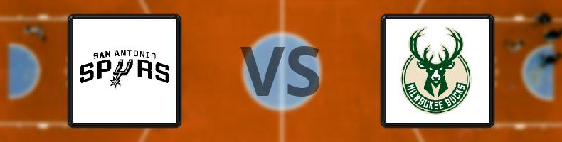 San Antonio Spurs - Milwaukee Bucks odds, speltips, resultat i NBA