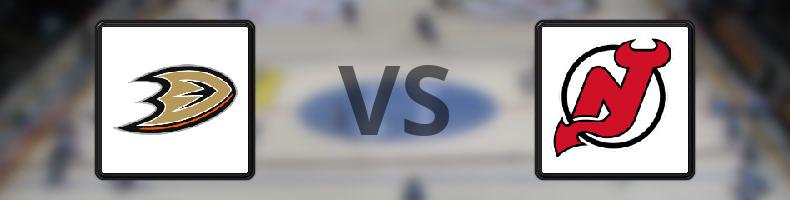 Anaheim Ducks - New Jersey Devils odds, speltips, resultat i NHL