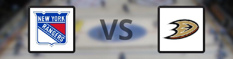 New York Rangers - Anaheim Ducks odds, speltips, resultat i NHL