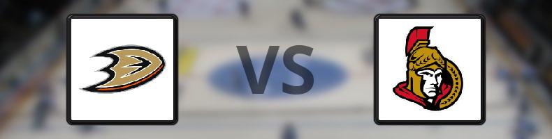 Anaheim Ducks - Ottawa Senators odds, speltips, resultat i NHL