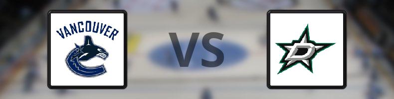 Vancouver Canucks - Dallas Stars odds, speltips, resultat i NHL