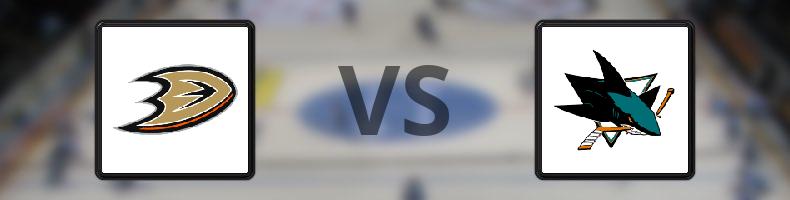Anaheim Ducks - San José Sharks odds, speltips, resultat i NHL