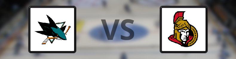 San José Sharks - Ottawa Senators odds, speltips, resultat i NHL