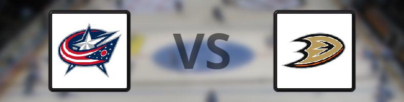Columbus Blue Jackets - Anaheim Ducks odds, speltips, resultat i NHL
