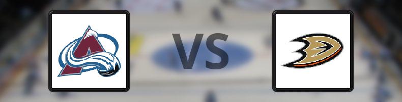 Colorado Avalanche - Anaheim Ducks odds, speltips, resultat i NHL