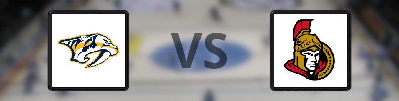 Nashville Predators - Ottawa Senators odds, speltips, resultat i NHL