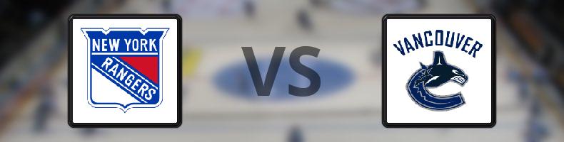 New York Rangers - Vancouver Canucks odds, speltips, resultat i NHL