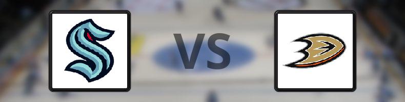 Seattle Kraken - Anaheim Ducks odds, speltips, resultat i NHL