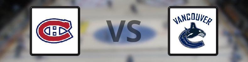 Montreal Canadiens - Vancouver Canucks odds, speltips, resultat i NHL