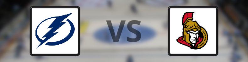 Tampa Bay Lightning - Ottawa Senators odds, speltips, resultat i NHL