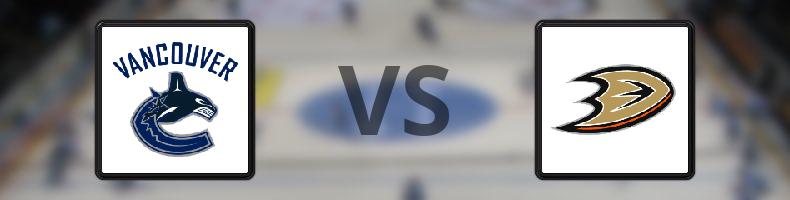 Vancouver Canucks - Anaheim Ducks odds, speltips, resultat i NHL