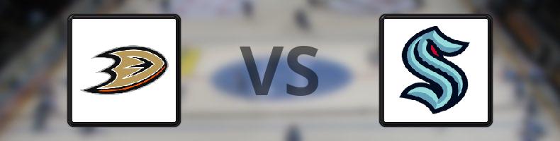 Anaheim Ducks - Seattle Kraken odds, speltips, resultat i NHL