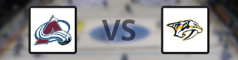 Colorado Avalanche - Nashville Predators odds, speltips, resultat i NHL