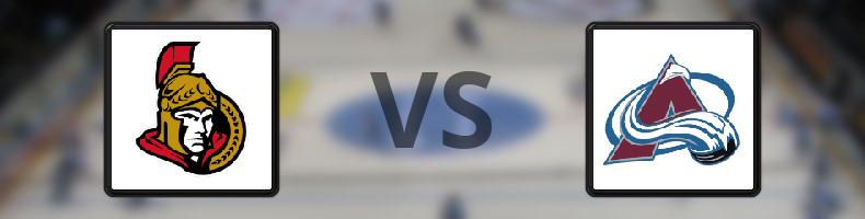 Ottawa Senators - Colorado Avalanche odds, speltips, resultat i NHL