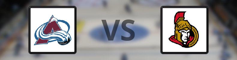 Colorado Avalanche - Ottawa Senators odds, speltips, resultat i NHL