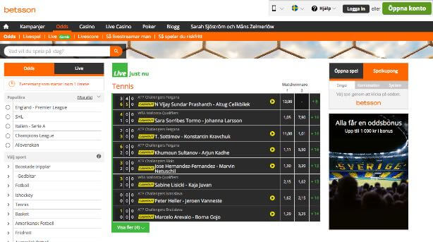 Betsson bonus, livestream, recension, livebetting och mobilbetting