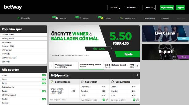 Betway bonus, recension, oddsutbud, livebetting och i mobilen