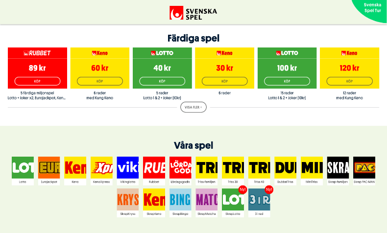 Svenska Spel Tur - Lotto och nummerspel